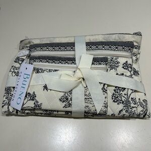Black and White Toile Quilted Travel Pouches Set by Bueno